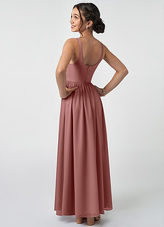 Azazie Keyla Junior Desert Rose A-Line Pleated Chiffon Dress image4