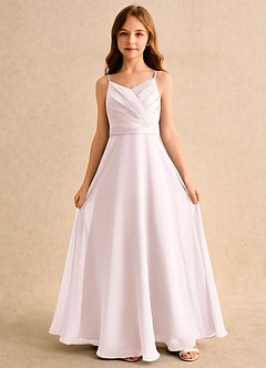 Azazie Umina Girls Formal Abiti da Ragazza di Fiori Abito A-Line in Raso Opaco Plissettato Rosa Rossore image4