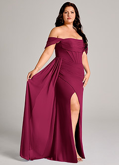 Azazie Amyra Abiti da Damigella Abito Convertibile Tubino in Chiffon Spalle Scoperte Borgogna image11