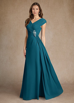Azazie Bronson Mother of the Bride Dresses Ink Blue A-Line Pleated Chiffon Dress image2