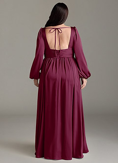 Azazie Norah Bridesmaid Dresses Mulberry A-Line Stretch Satin Dress image8