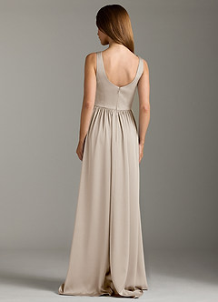 Azazie Keyla Bridesmaid Dresses Frost A-Line Pleated Stretch Satin Dress image2