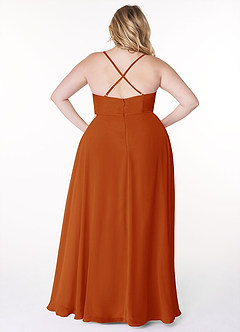 Azazie Naeem Bridesmaid Dresses Paprika A-Line V-Neck Ruffle Chiffon Dress image8