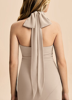 Azazie Velli Junior Meerjungfrau-Linie Hoher Kragen Chiffon Kleid Taupe image6