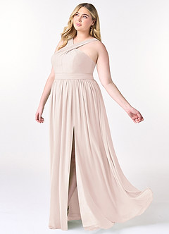 Azazie Elvira Bridesmaid Dresses Rose Petal A-Line Pleated Chiffon Dress image17