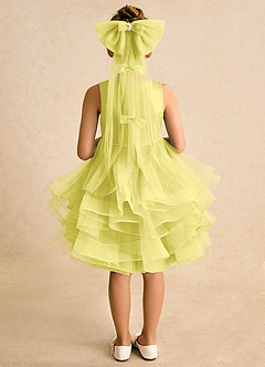 Azazie Tinie Abiti da Ragazza di Fiori Abito Principessa in Tulle Fiocco Canarino image6