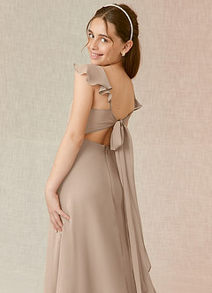 Azazie Everett Junior Vestido Cinza de Chiffon de Linha A image7