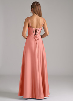 Azazie Valentine Bridesmaid Dresses Coral A-Line Corset Stretch Satin Dress image5