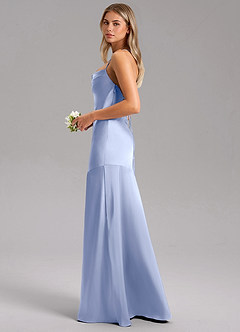 Azazie Grata Abiti da Damigella Abito Sirena in Raso Elasticizzato Spacco Laterale Ghiaccio image5