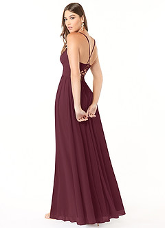 Azazie Aaida Bridesmaid Dresses Cabernet A-Line Corset Chiffon Dress image5