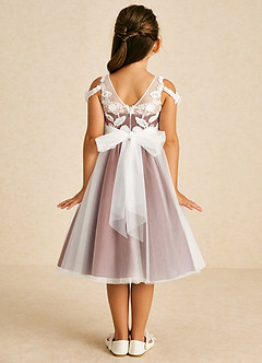 Azazie Sunnie Flower Girl Dresses Auburn A-Line Lace Tulle Dress image3