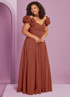 Barbie ♥ Azazie Bridesmaid Dresses Auburn A-Line Off the Shoulder Chiffon Convertible Dress image12