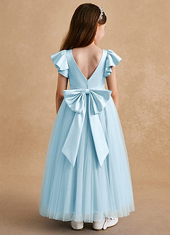 Azazie Suzy Abiti da Ragazza di Fiori Abito A-Line in Tulle Con Maniche Azzurro image1
