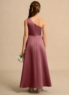 Azazie Taffy Junior Formal Jurken voor bloemenmeisjes A-Lijn Jurk van Mat Satijn Kant Amethist image2