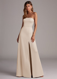 Azazie Wren Bridesmaid Dresses White Alabaster A-Line Strapless Stretch Satin Convertible Dress image1