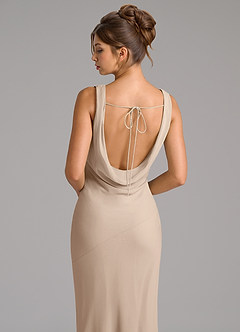 Azazie Rylina Bridesmaid Dresses Taupe Mermaid Pleated Chiffon Dress image2
