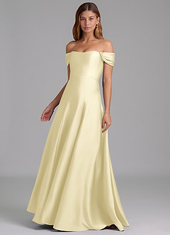 Azazie Seriana Suknie dla druhen Linia A Zza ramienia Satyna elastyczna Do ziemi Sukienka image3