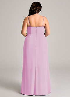 Azazie Maci Bridesmaid Dresses Candy Pink Sheath Pleated Chiffon Dress image9