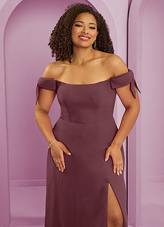 Barbie ♥ Azazie Bridesmaid Dresses Sangria A-Line Off the Shoulder Chiffon Convertible Dress image5