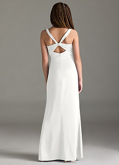 Azazie Mero Junior Robe Sirène en Satin extensible Plissée Blanc image5