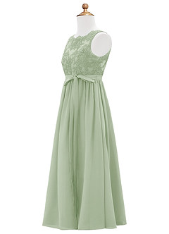 Azazie Elly Junior Abito A-Line in Chiffon Pizzo Verde Salvia image8