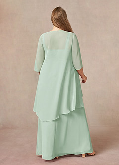Azazie Weisz Mother of the Bride Dresses Agave A-Line Square Neckline Pleated Chiffon Dress image8