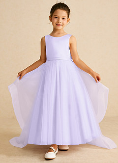 Azazie Pumpkin Flower Girl Dresses Lilac A-Line Convertible Tulle Dress image2