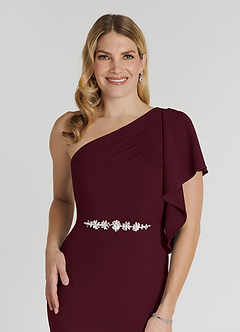 Azazie Pia Mother of the Bride Dresses Cabernet Mermaid Pleated Stretch Crepe Dress image5