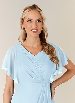 Azazie Waverly Kleider für die Brautmutter Etui Plissee Gittergewebe Kleid Himmelblau image6