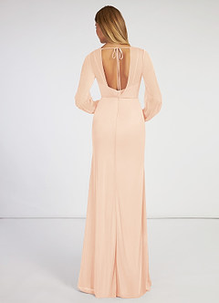 Azazie Denali Final Sale Agave Sheath Bow Mesh Dress image2