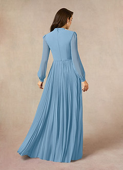 Azazie Adellah Abiti per la Madre della Sposa Abito A-Line in Chiffon Plissettato Blu Acciaio image3