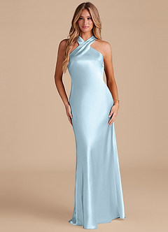 Azazie Doretta Robes de demoiselle d'honneur Robe Sirène en Satiné métallisé Arc Bleu Ciel image1