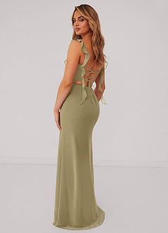 Barbie ♥ Azazie Bridesmaid Dresses Moss Green Mermaid Corset Chiffon Dress image3