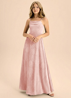 Azazie Anselie Junior Formal A라인 오프 더 숄더 플로럴 번아웃 플로어 길이 주니어 신부 들러리 드레스 image6