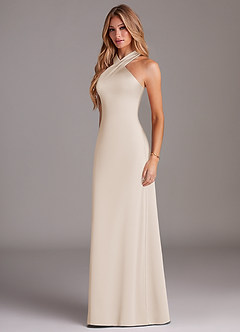 Azazie Doretta Bridesmaid Dresses White Alabaster Mermaid Pleated Stretch Satin Dress image8