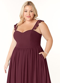 Azazie Metz Bridesmaid Dresses Cabernet A-Line Sweetheart Ruched Chiffon Dress image11