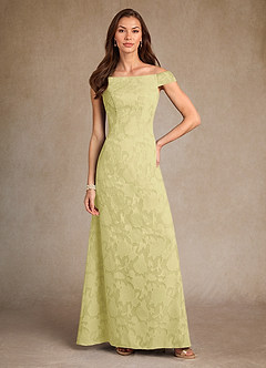 Azazie Moore Abiti per la Madre della Sposa Abito A-Line in Burnout Floreale Scollo a barca Sorbetto Al Limone image1