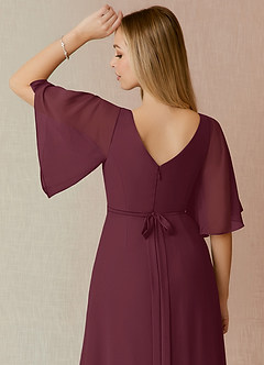 Azazie Cierra Bridesmaid Dresses Cabernet A-Line V-Neck Chiffon Dress image8