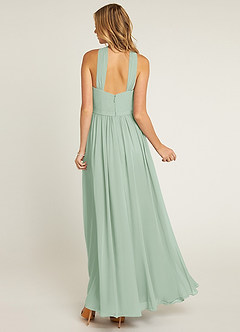 Azazie Jacey Bridesmaid Dresses Agave A-Line Pleated Chiffon Dress image2