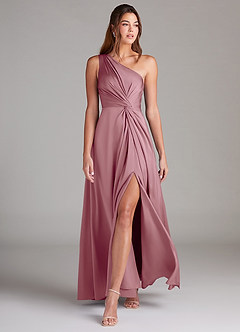 Azazie Brooke Bridesmaid Dresses Vintage Mauve A-Line One Shoulder Stretch Satin Dress image3