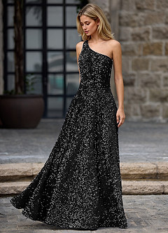Opulent Black Velvet Sequins Prom Dress image4