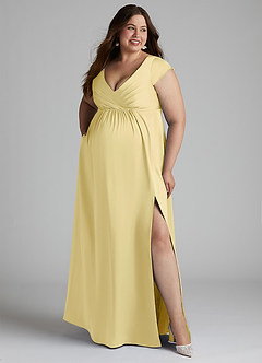 Azazie Allessia Maternity Bridesmaid Dresses A-Line Pleated Stretch Satin Floor-Length Dress image10