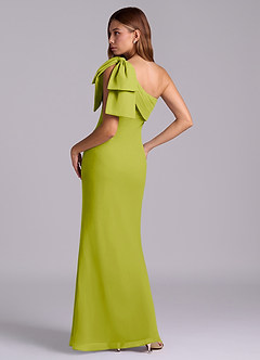 Azazie Yuanna Bridesmaid Dresses Lemongrass Mermaid One Shoulder Chiffon Dress image6