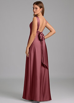 Azazie Beatrice 신부 들러리 드레스 A라인 스윗하트 네크라인 스트레치 새틴 바닥 길이 드레스 image2