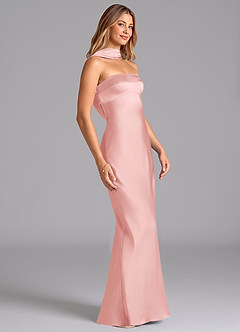 Azazie Lusinda Bridesmaid Dresses Powder Pink Mermaid Strapless Stretch Satin Dress image6