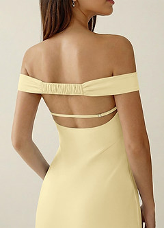 Gwendonme Lemon Sorbet Satin Crystal Linen Prom Dress image11