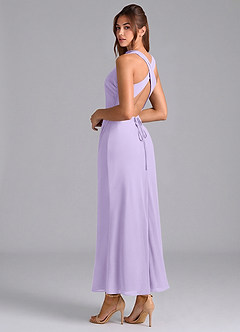 Azazie Evadne Vestidos de damas de honor Vestido de Lila de Gasa de Corte Recto con Plisado image2