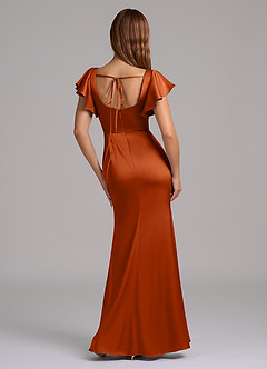 Azazie Elkie Bridesmaid Dresses Burnt Orange Mermaid Square Neckline Stretch Satin Dress image2