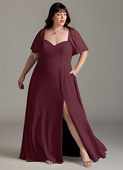 Azazie Chloe Bridesmaid Dresses Cabernet A-Line Sweetheart Neckline Chiffon Dress image9