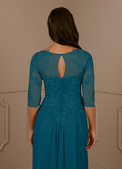 Azazie Harriet Mother of the Bride Dresses Ink Blue A-Line Scoop lace Mesh Dress image6